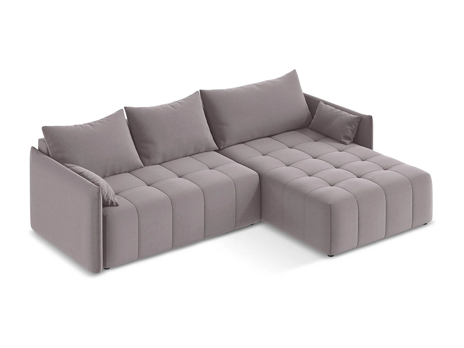 Canapé d'angle droit convertible en velours - lavande - MOKU