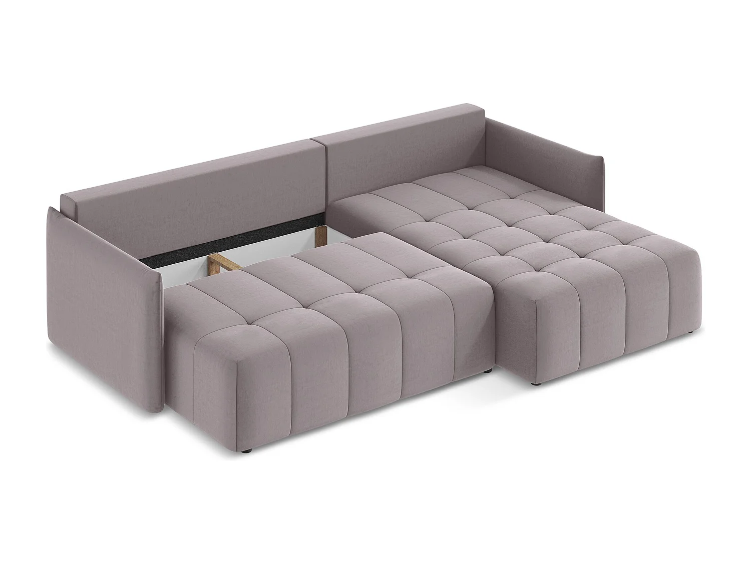 Canapé d'angle droit convertible en velours - lavande - MOKU