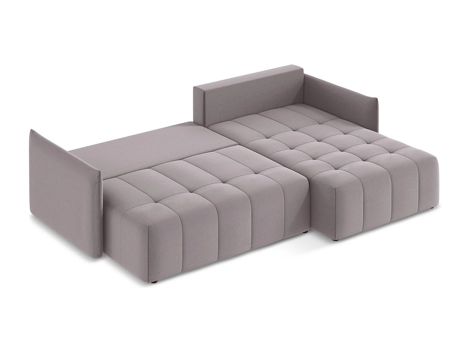 Canapé d'angle droit convertible en velours - lavande - MOKU