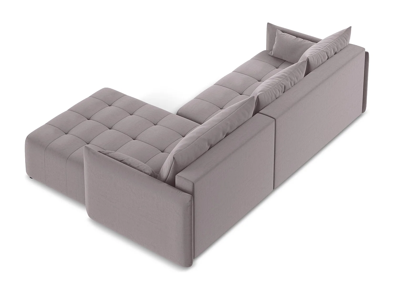 Canapé d'angle droit convertible en velours - lavande - MOKU