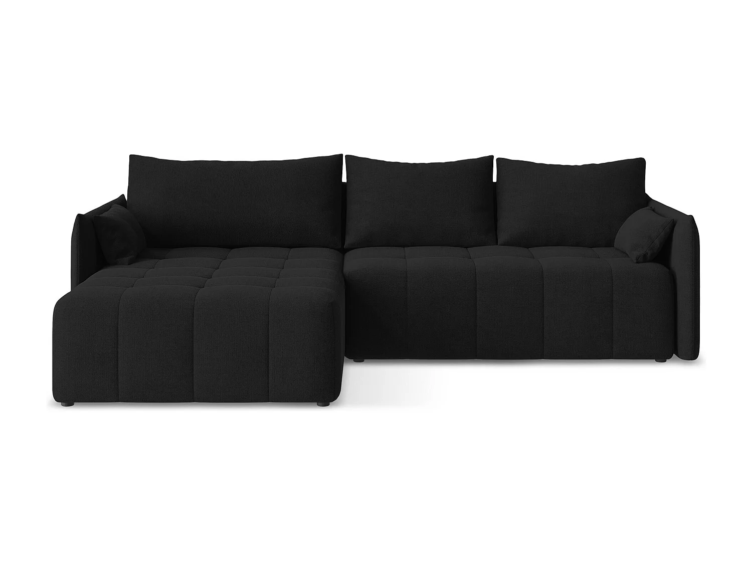 Canapé d’angle 3 places gauche convertible en tissu texturé - noir - MOKU
