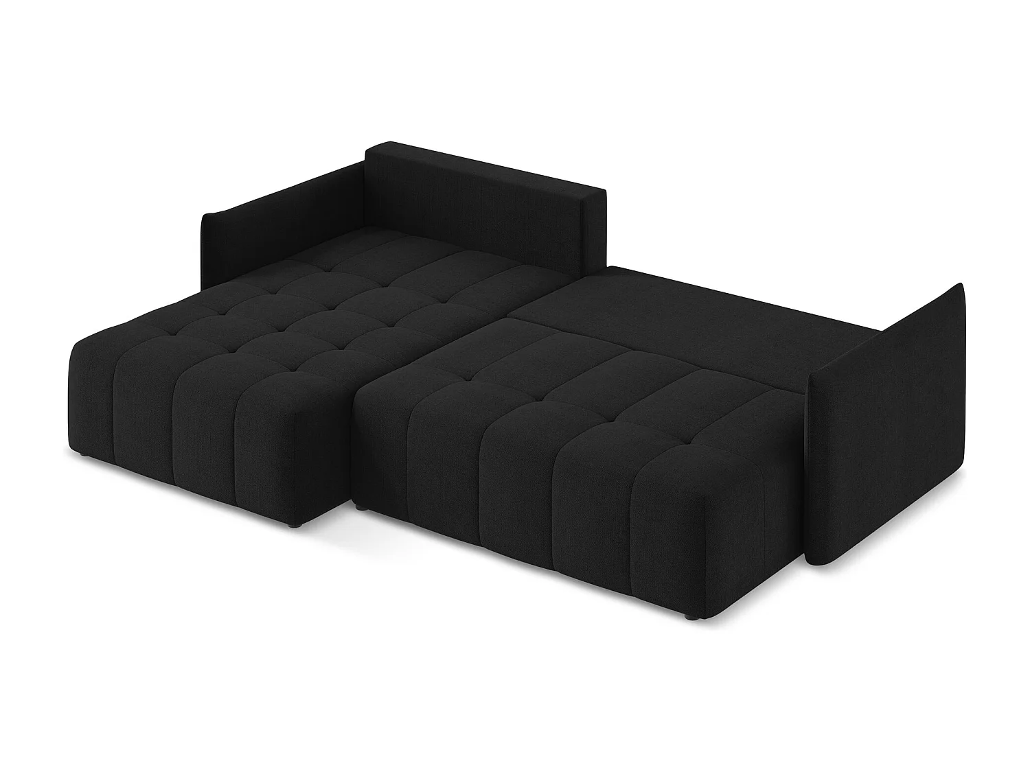 Canapé d’angle 3 places gauche convertible en tissu texturé - noir - MOKU