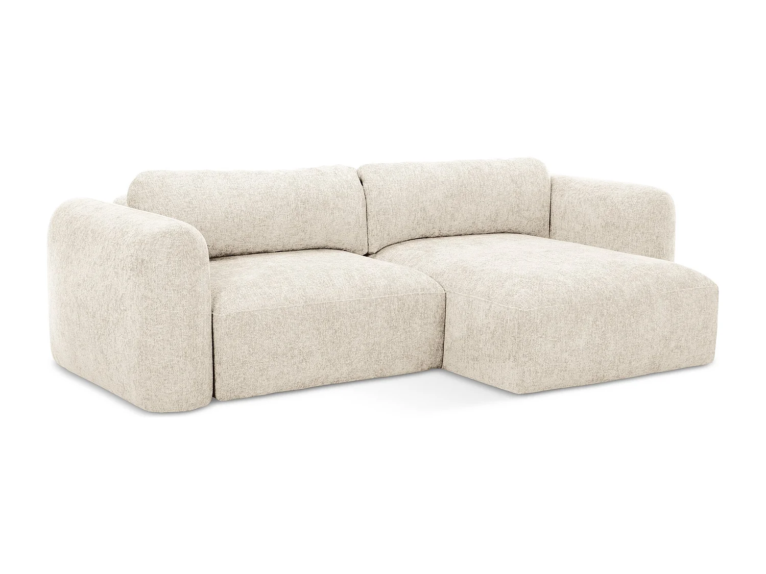 Canapé d'angle droit convertible en tissu chenille - beige clair - MELE