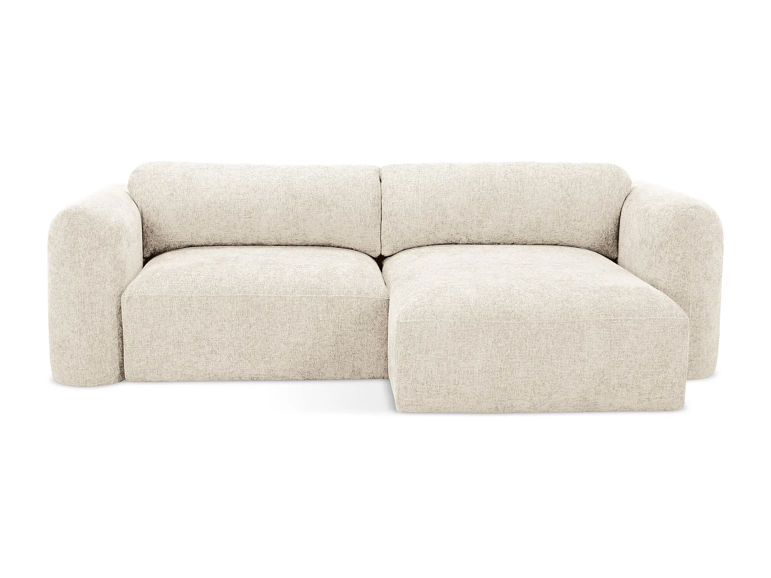 Canapé d'angle droit convertible en tissu chenille - beige clair - MELE