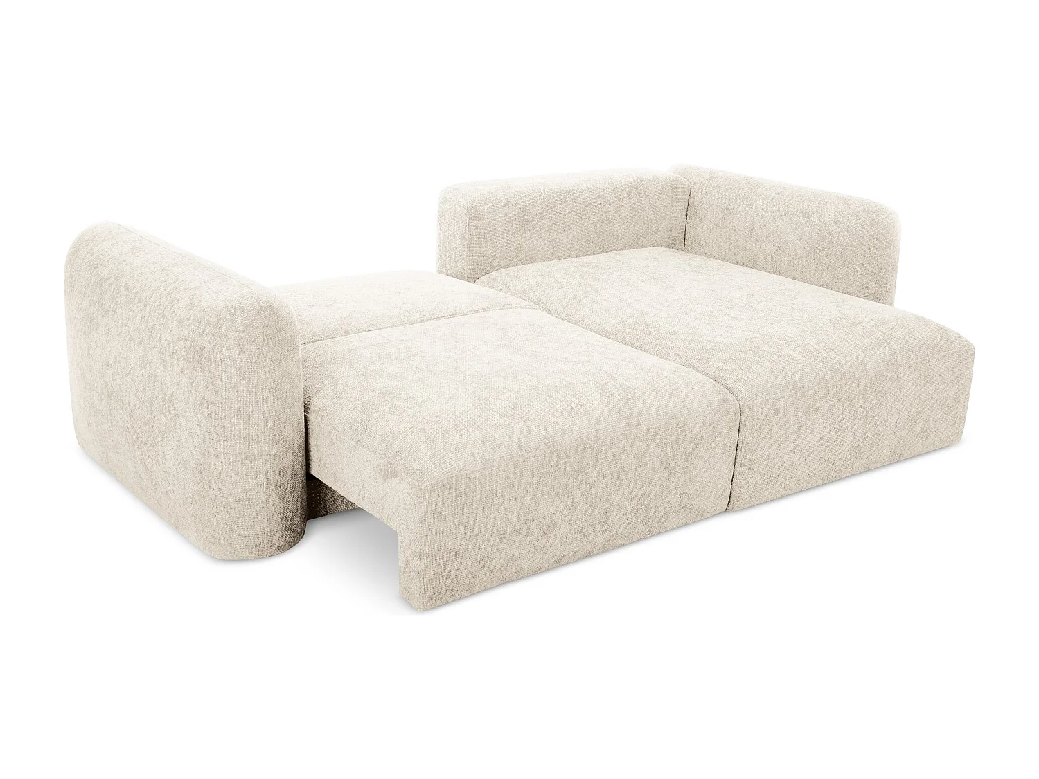 Canapé d'angle droit convertible en tissu chenille - beige clair - MELE