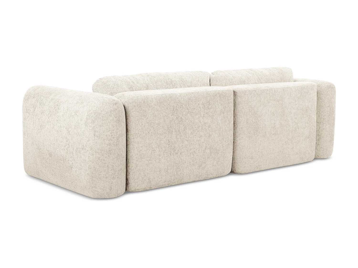 Canapé d'angle droit convertible en tissu chenille - beige clair - MELE