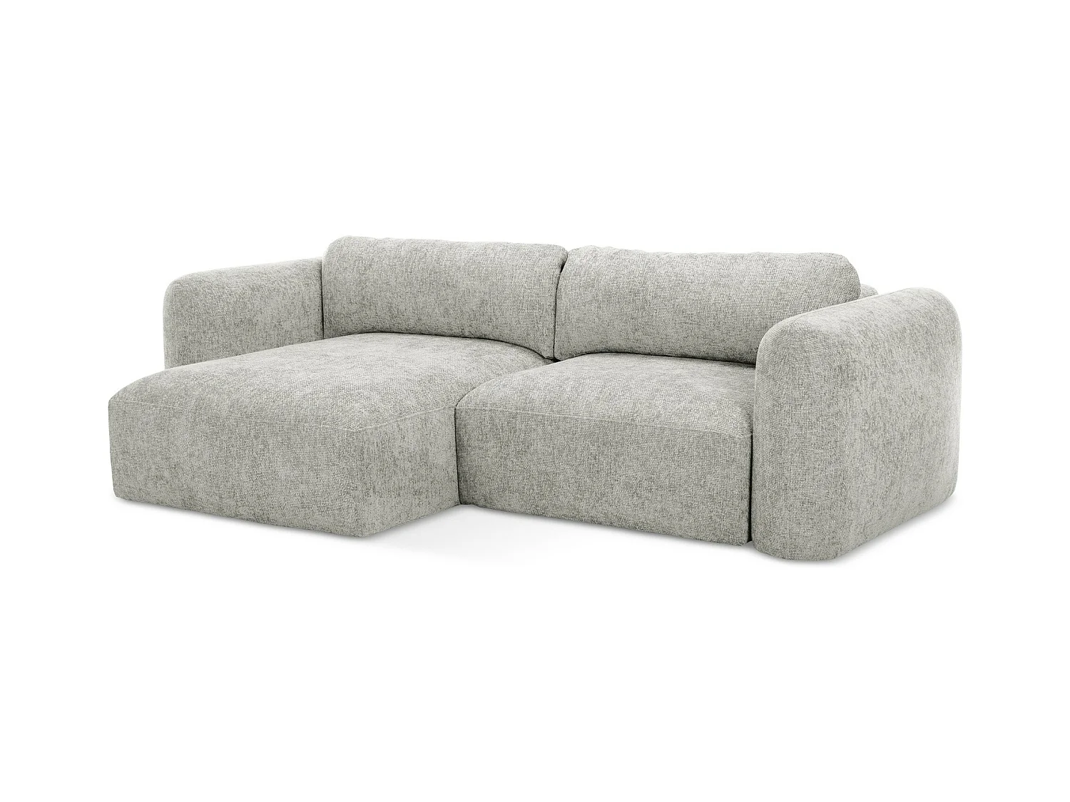 Canapé d’angle 3 places gauche convertible en tissu chenille - gris clair - MELE