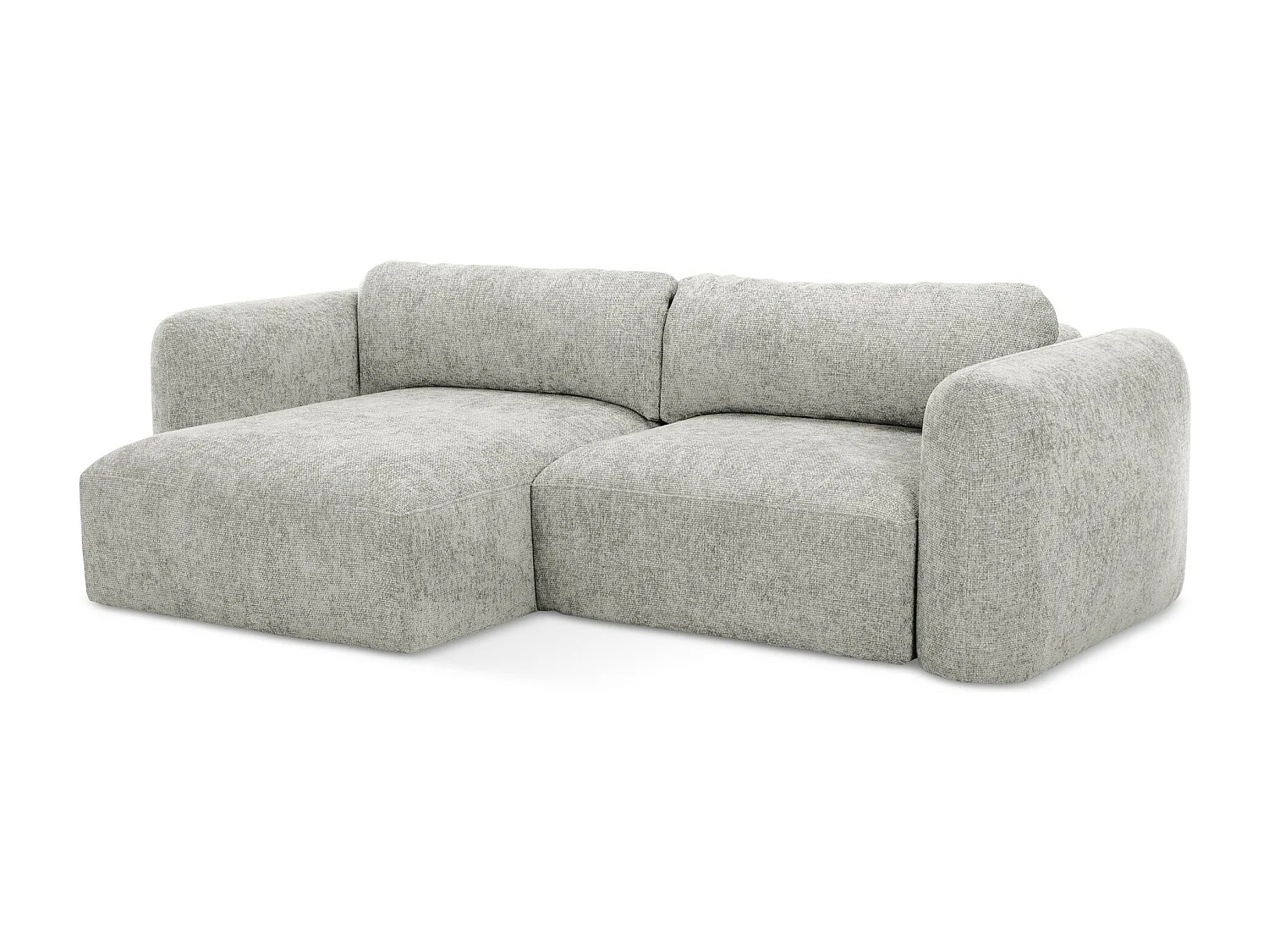 Canapé d’angle 3 places gauche convertible en tissu chenille - gris clair - MELE