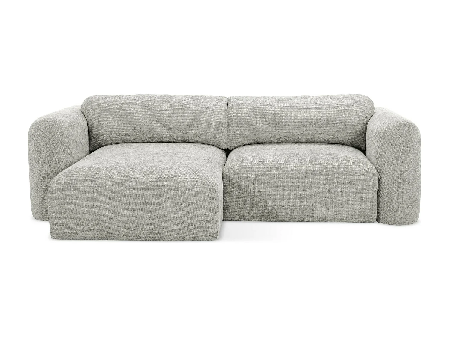 Canapé d’angle 3 places gauche convertible en tissu chenille - gris clair - MELE