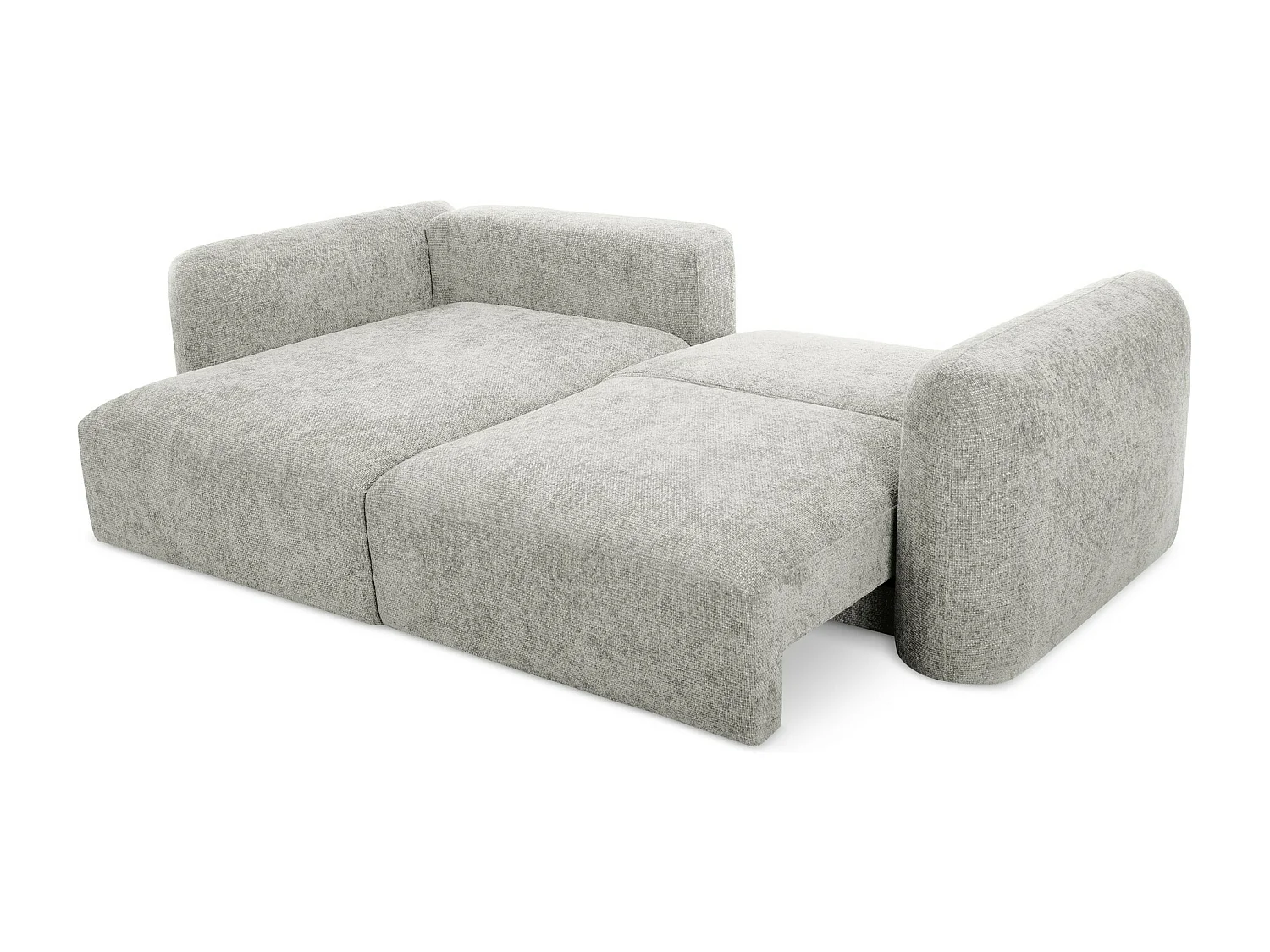 Canapé d’angle 3 places gauche convertible en tissu chenille - gris clair - MELE