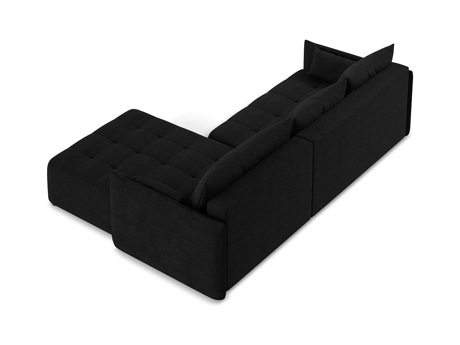 Canapé d'angle droit convertible en tissu bouclette - noir - MOKU