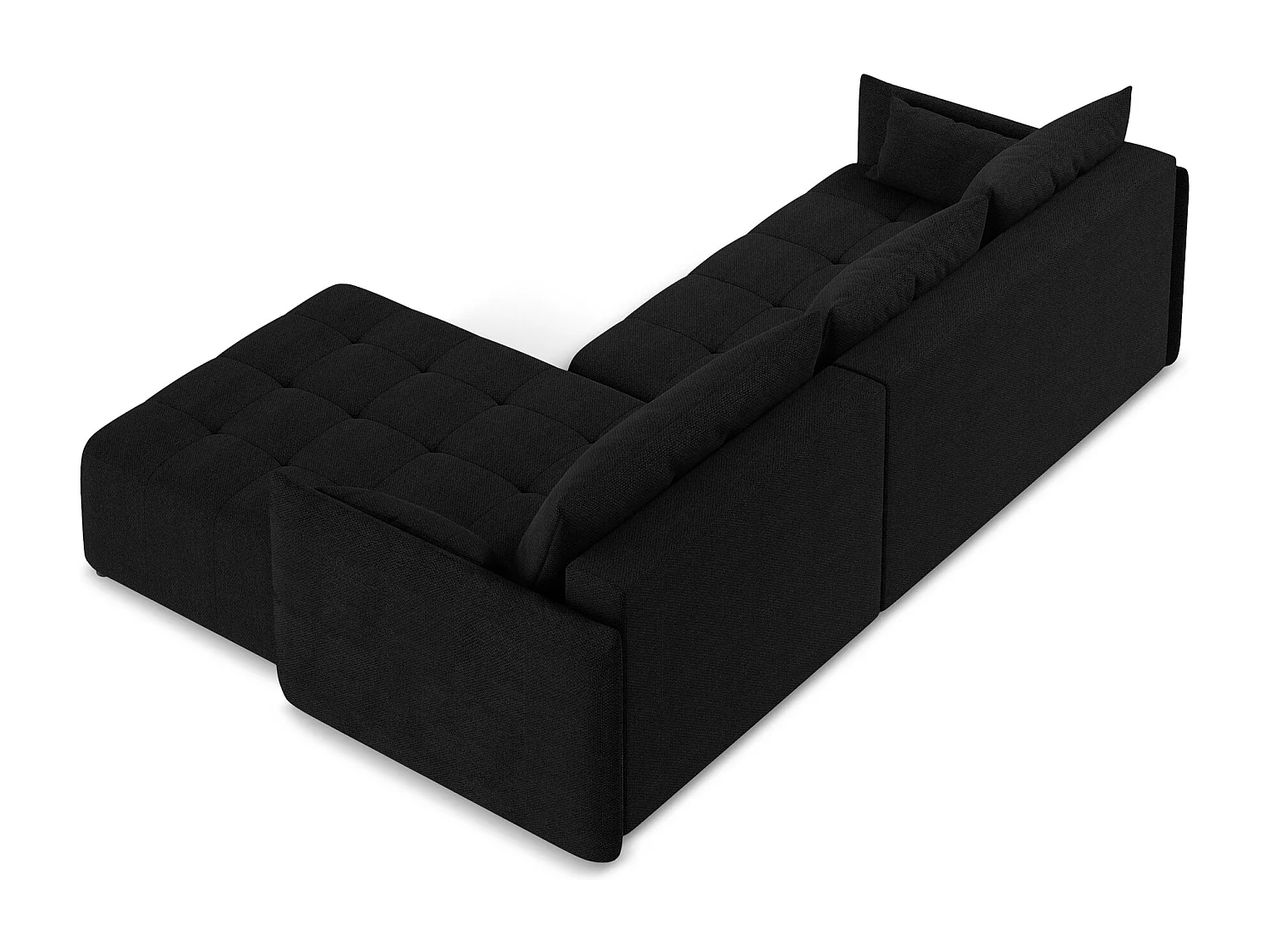 Canapé d'angle droit convertible en tissu bouclette - noir - MOKU