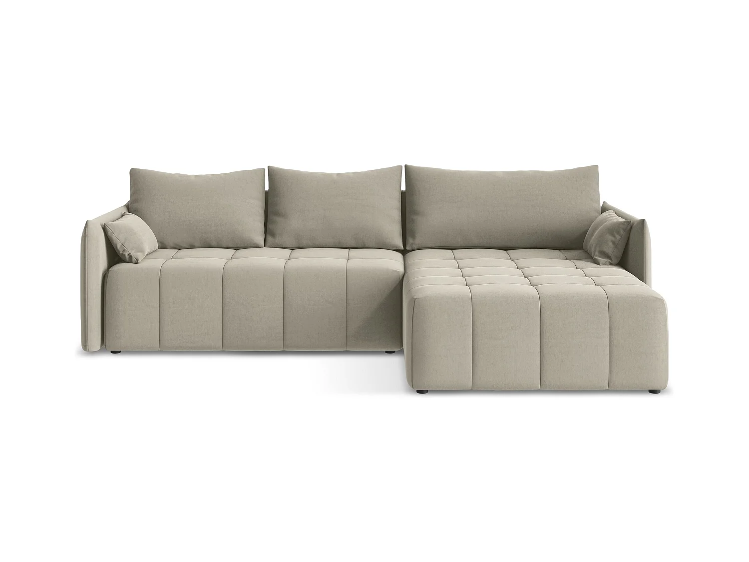 Ecksofa mit Schlaffunktion - Ecke Rechts - Samt - Perle - MOKU