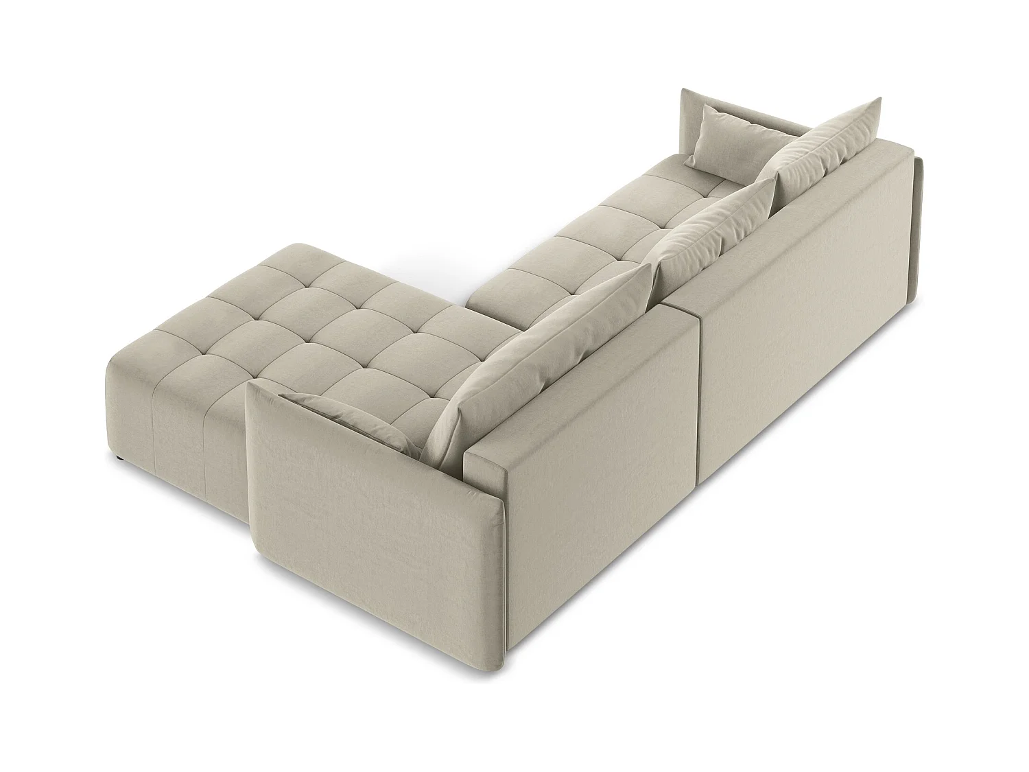 Ecksofa mit Schlaffunktion - Ecke Rechts - Samt - Perle - MOKU