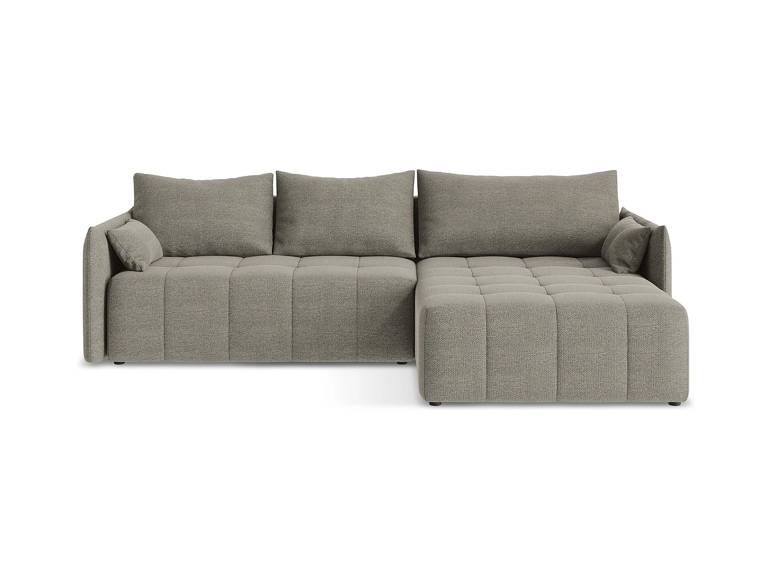 Ecksofa mit Schlaffunktion - Ecke Rechts - Bouclé - Grau - MOKU