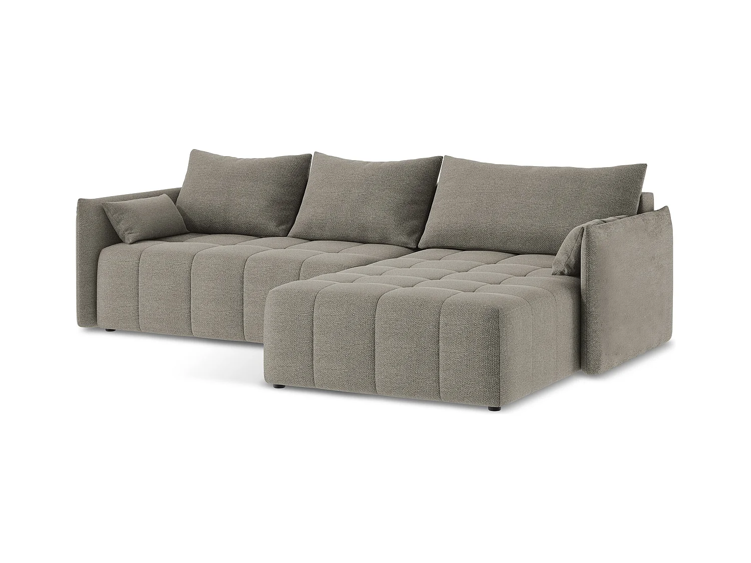 Ecksofa mit Schlaffunktion - Ecke Rechts - Bouclé - Grau - MOKU