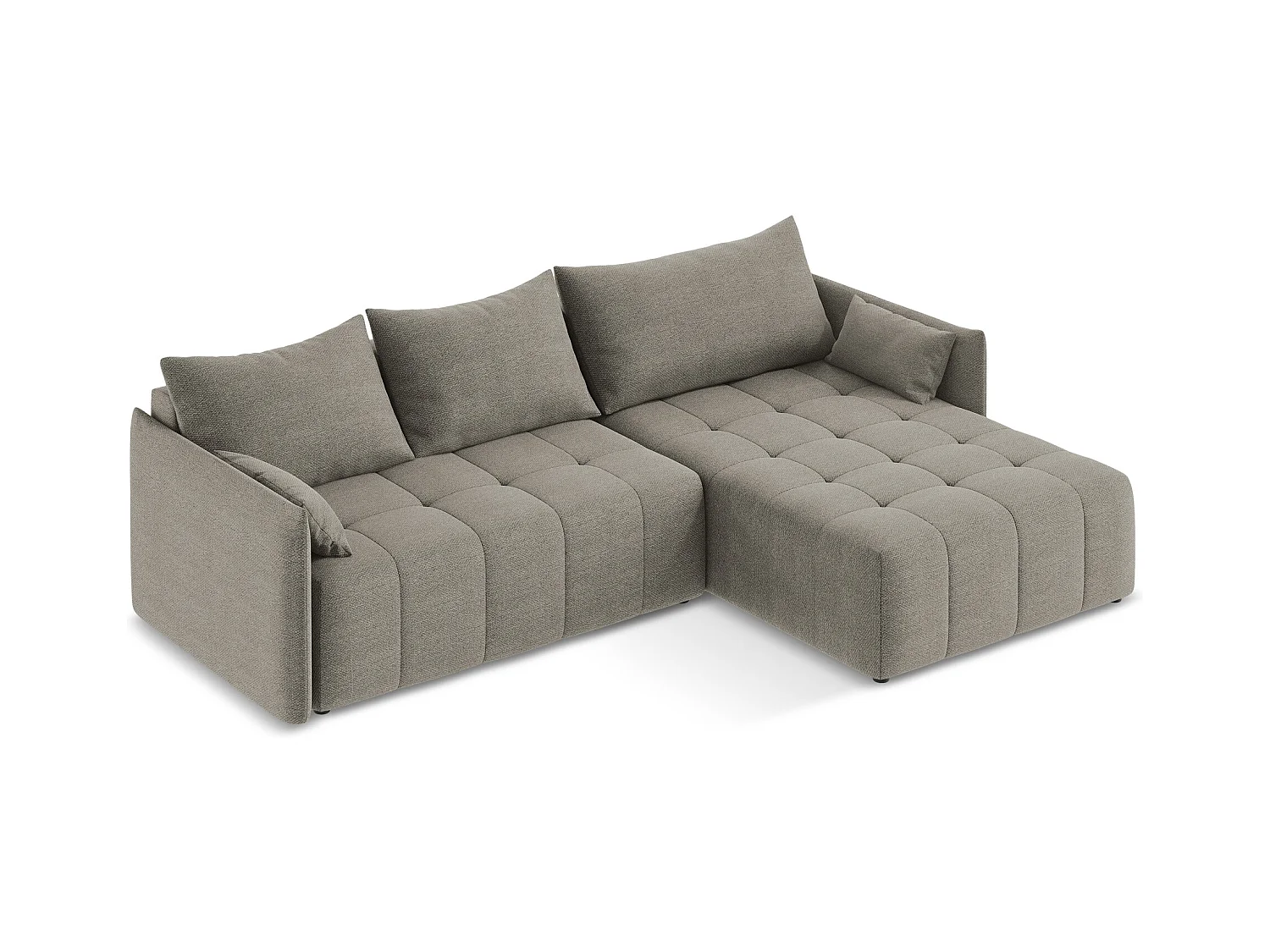 Ecksofa mit Schlaffunktion - Ecke Rechts - Bouclé - Grau - MOKU