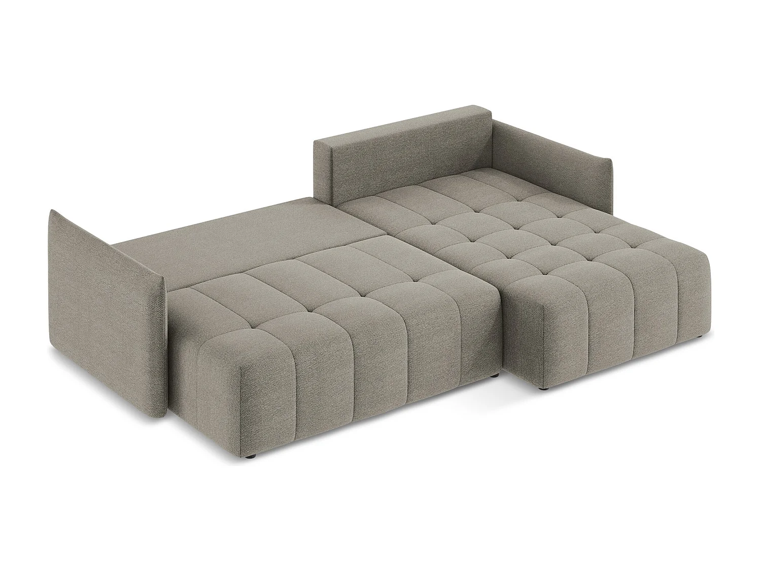 Ecksofa mit Schlaffunktion - Ecke Rechts - Bouclé - Grau - MOKU