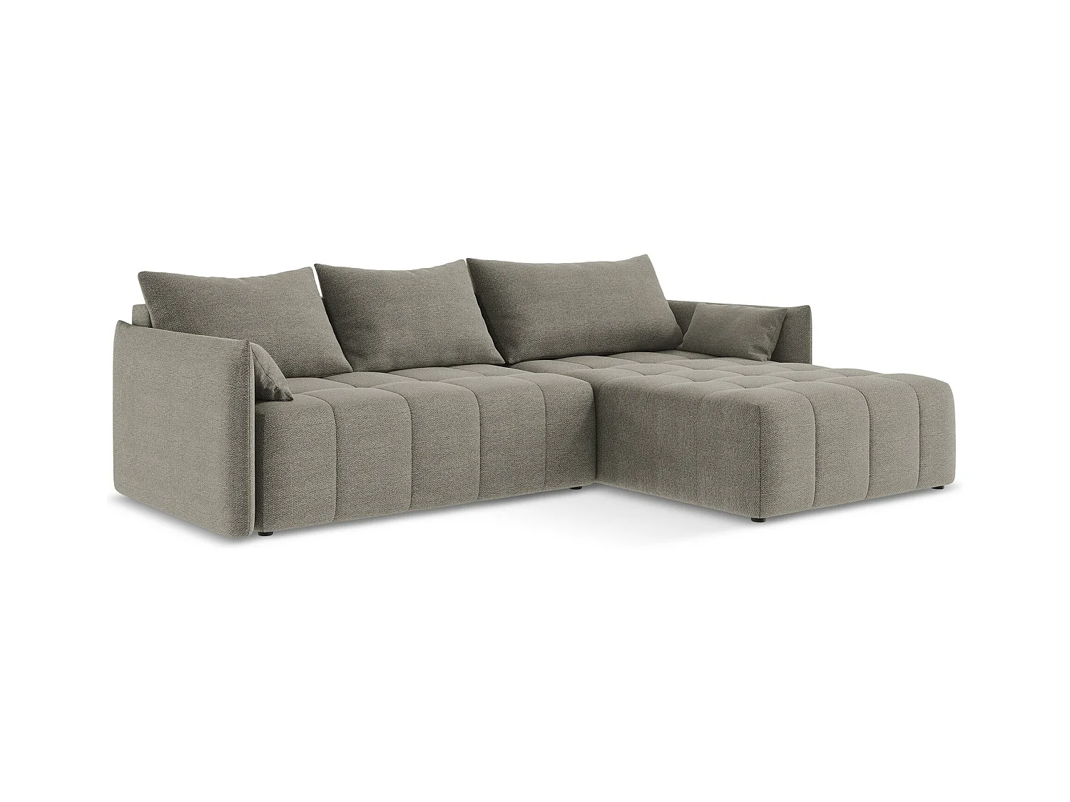 Canapé d'angle droit convertible en tissu bouclette - gris - MOKU