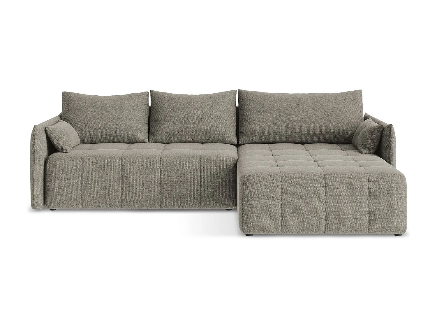 Canapé d'angle droit convertible en tissu bouclette - gris - MOKU