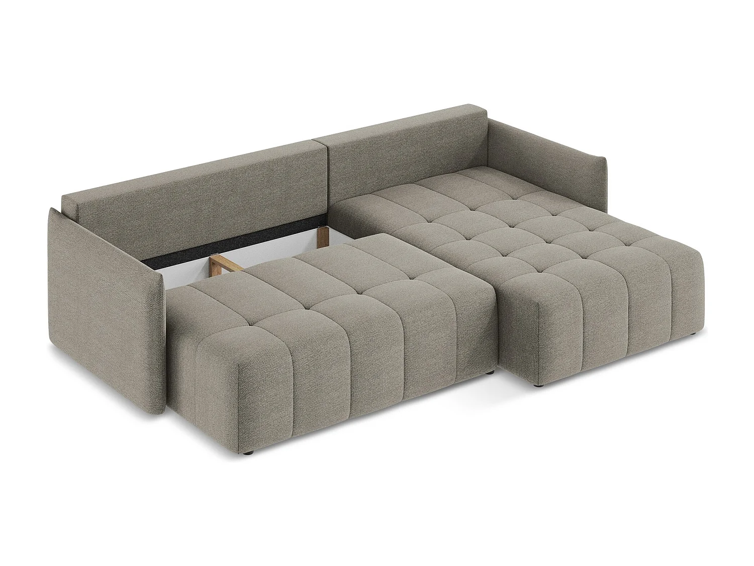 Canapé d'angle droit convertible en tissu bouclette - gris - MOKU