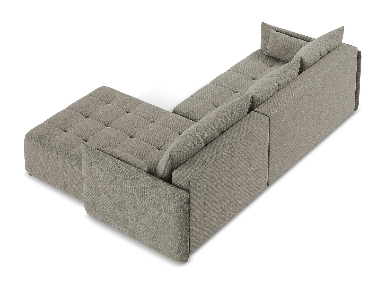 Canapé d'angle droit convertible en tissu bouclette - gris - MOKU