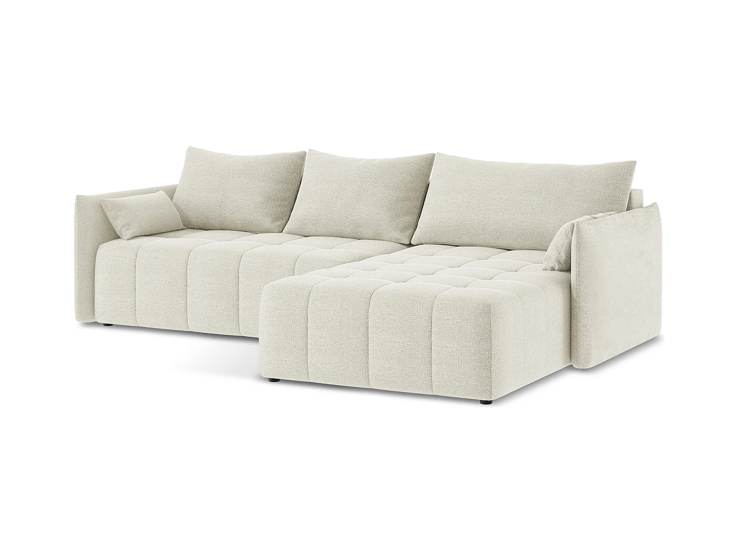 Ecksofa mit Schlaffunktion - Ecke Rechts - Bouclé - Sand - MOKU