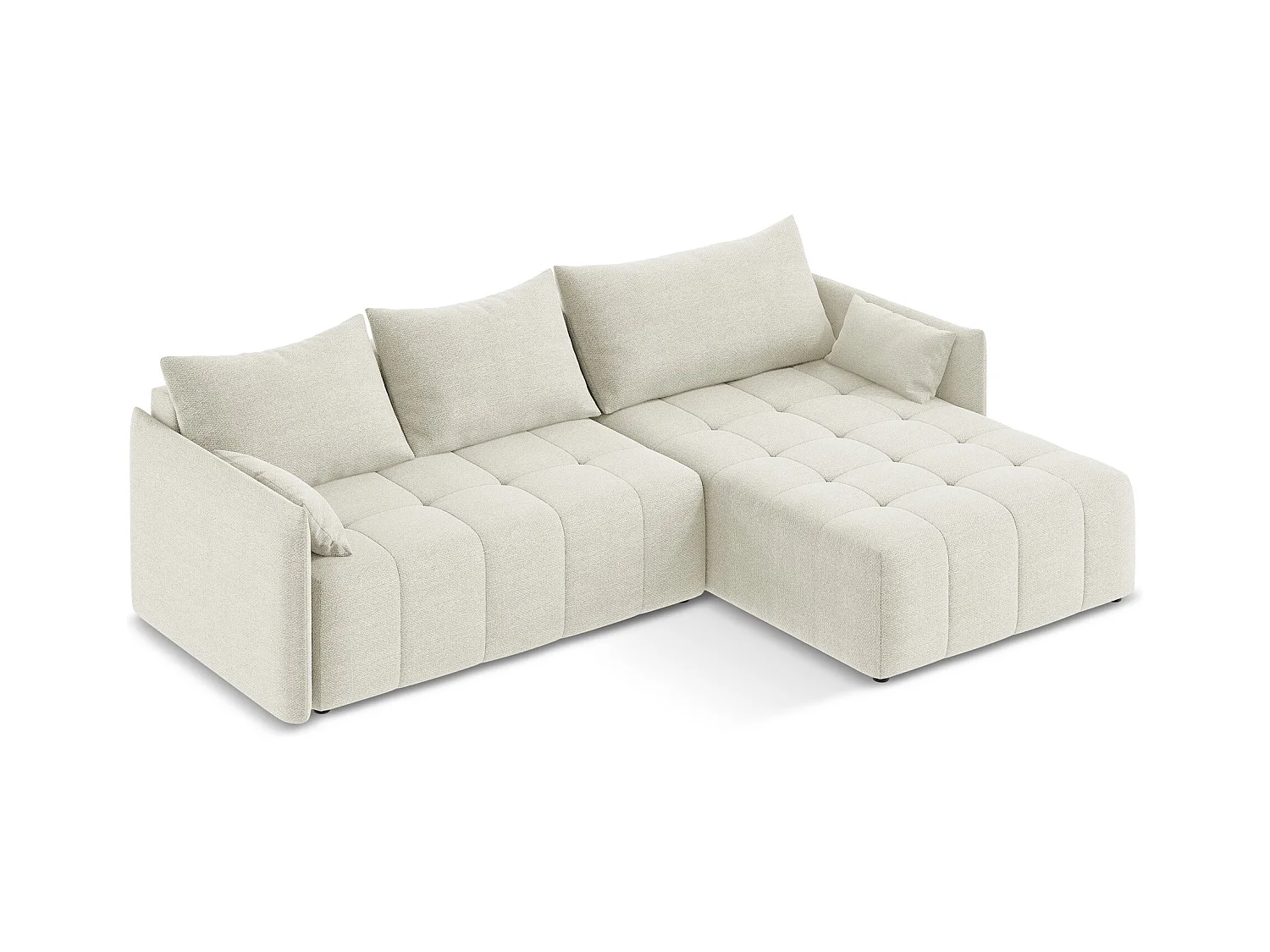 Ecksofa mit Schlaffunktion - Ecke Rechts - Bouclé - Sand - MOKU