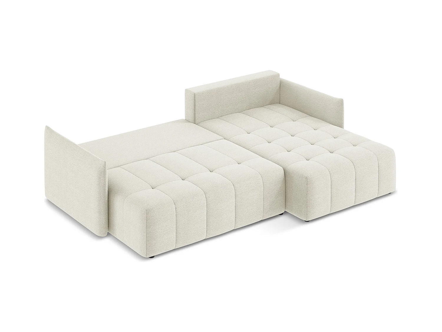 Ecksofa mit Schlaffunktion - Ecke Rechts - Bouclé - Sand - MOKU