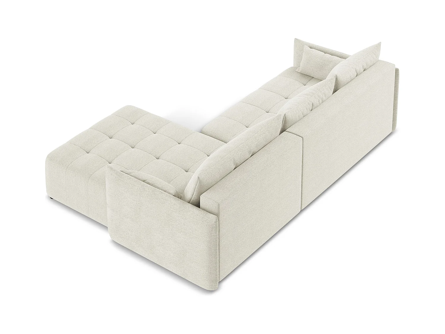 Ecksofa mit Schlaffunktion - Ecke Rechts - Bouclé - Sand - MOKU