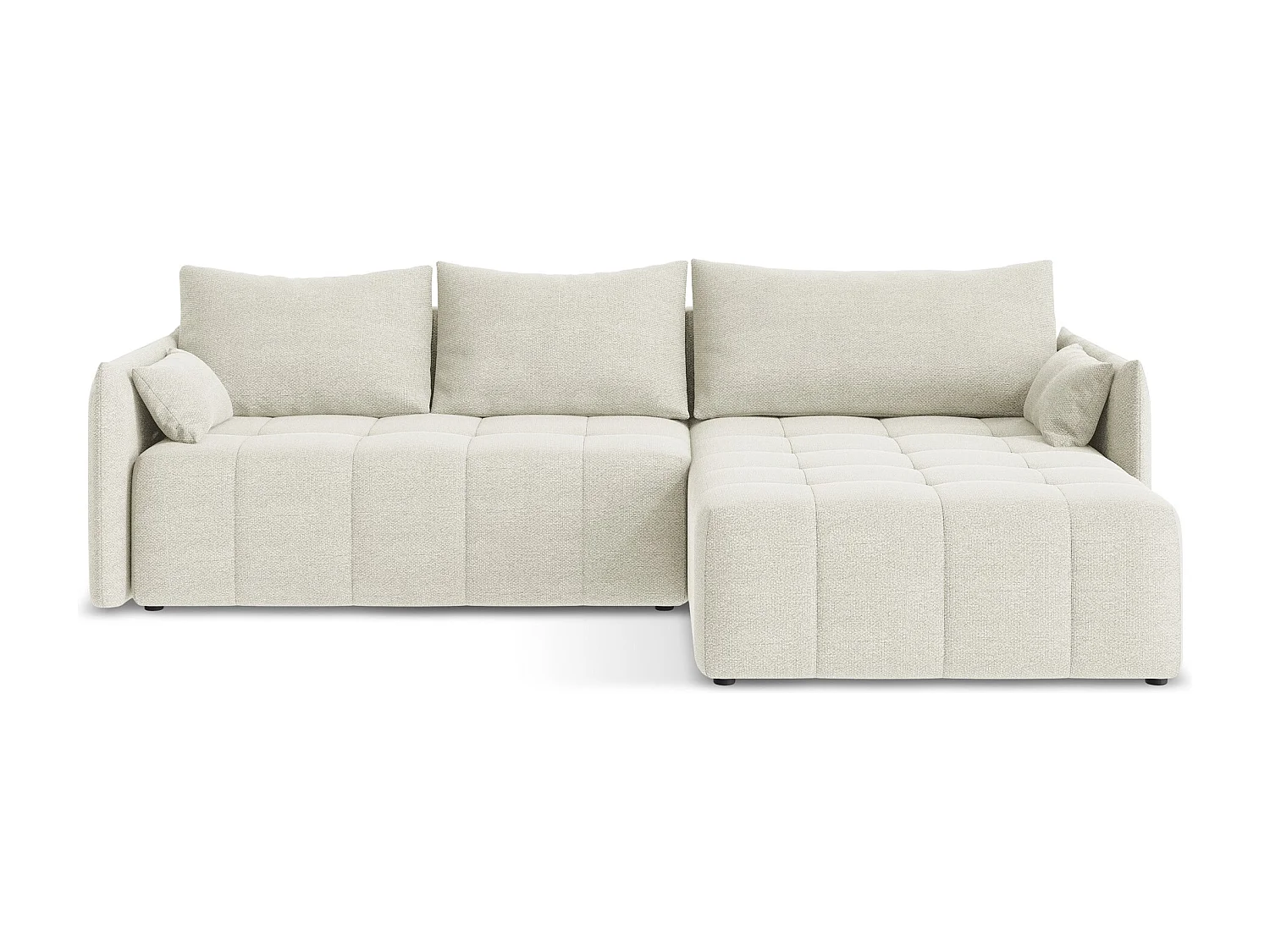 Canapé d'angle droit convertible en tissu bouclette - sable - MOKU