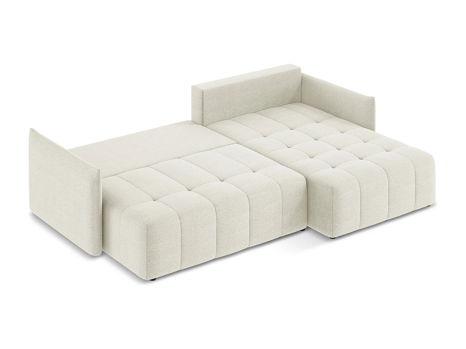 Canapé d'angle droit convertible en tissu bouclette - sable - MOKU