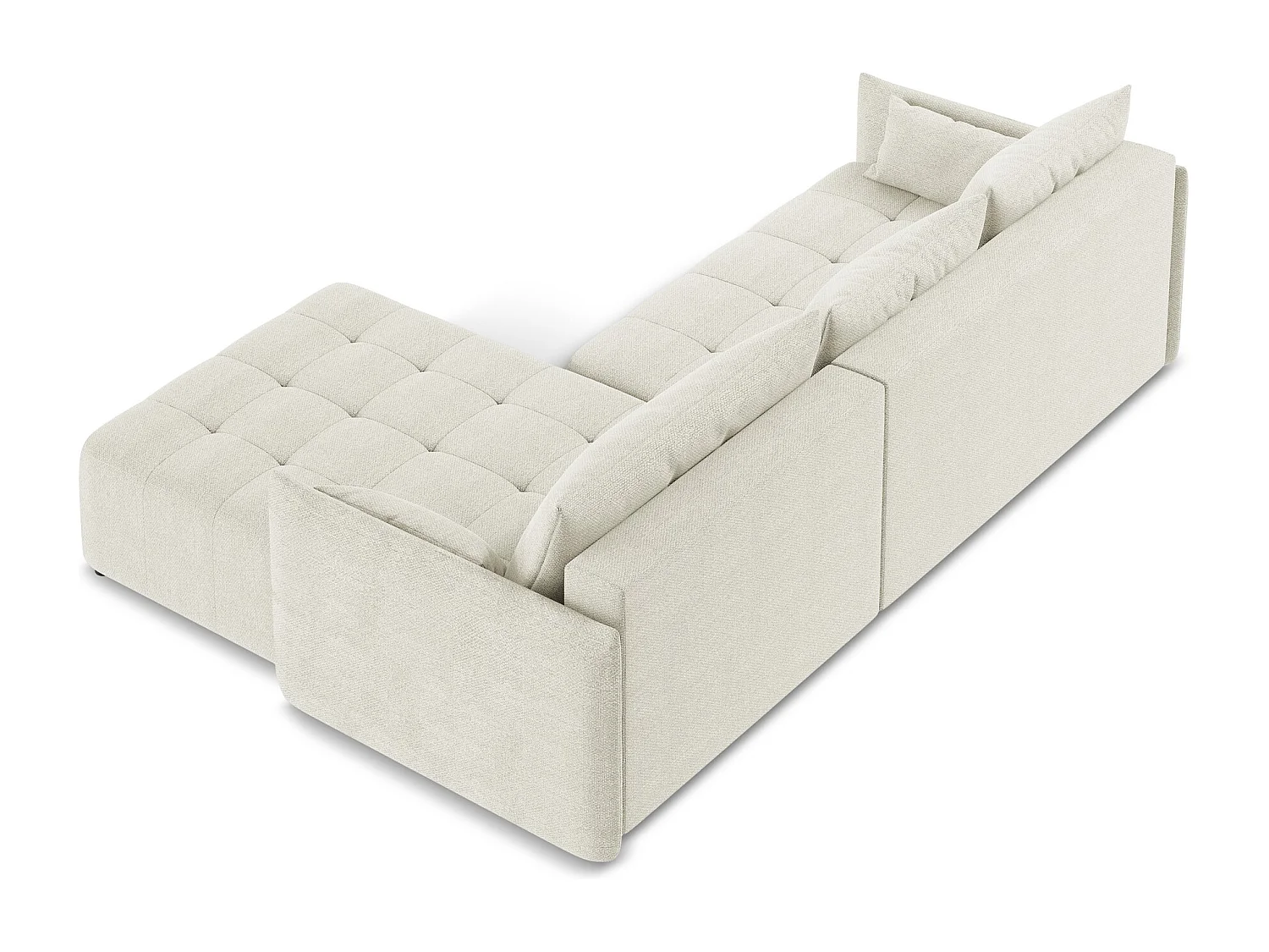 Canapé d'angle droit convertible en tissu bouclette - sable - MOKU