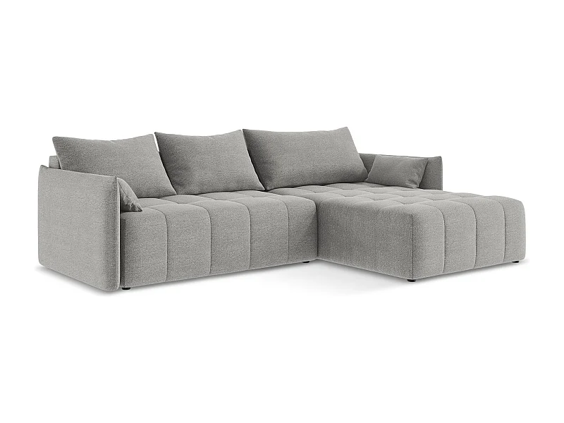 Ecksofa mit Schlaffunktion - Ecke Rechts - Bouclé - Hellgrau - MOKU