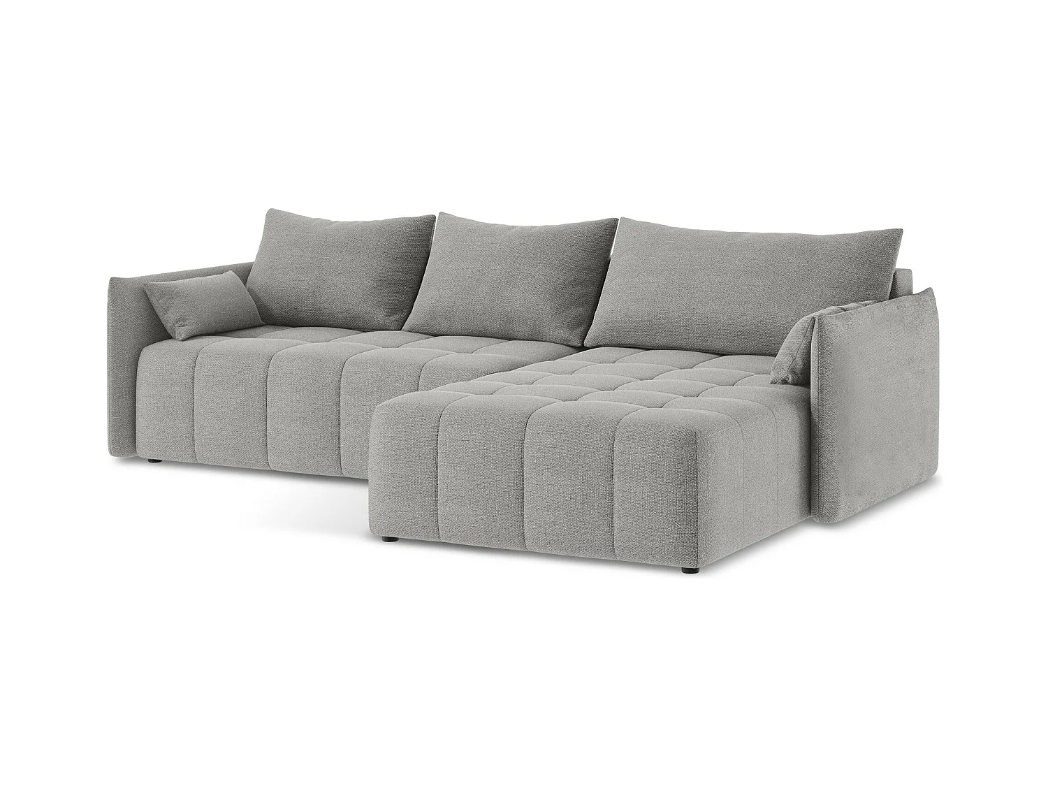 Ecksofa mit Schlaffunktion - Ecke Rechts - Bouclé - Hellgrau - MOKU
