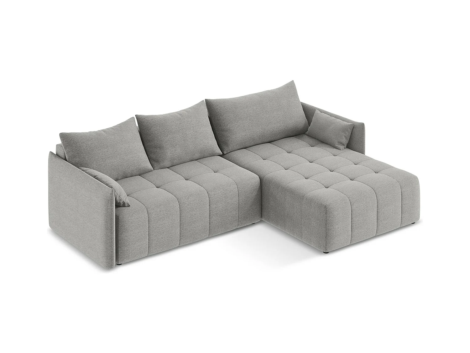 Ecksofa mit Schlaffunktion - Ecke Rechts - Bouclé - Hellgrau - MOKU