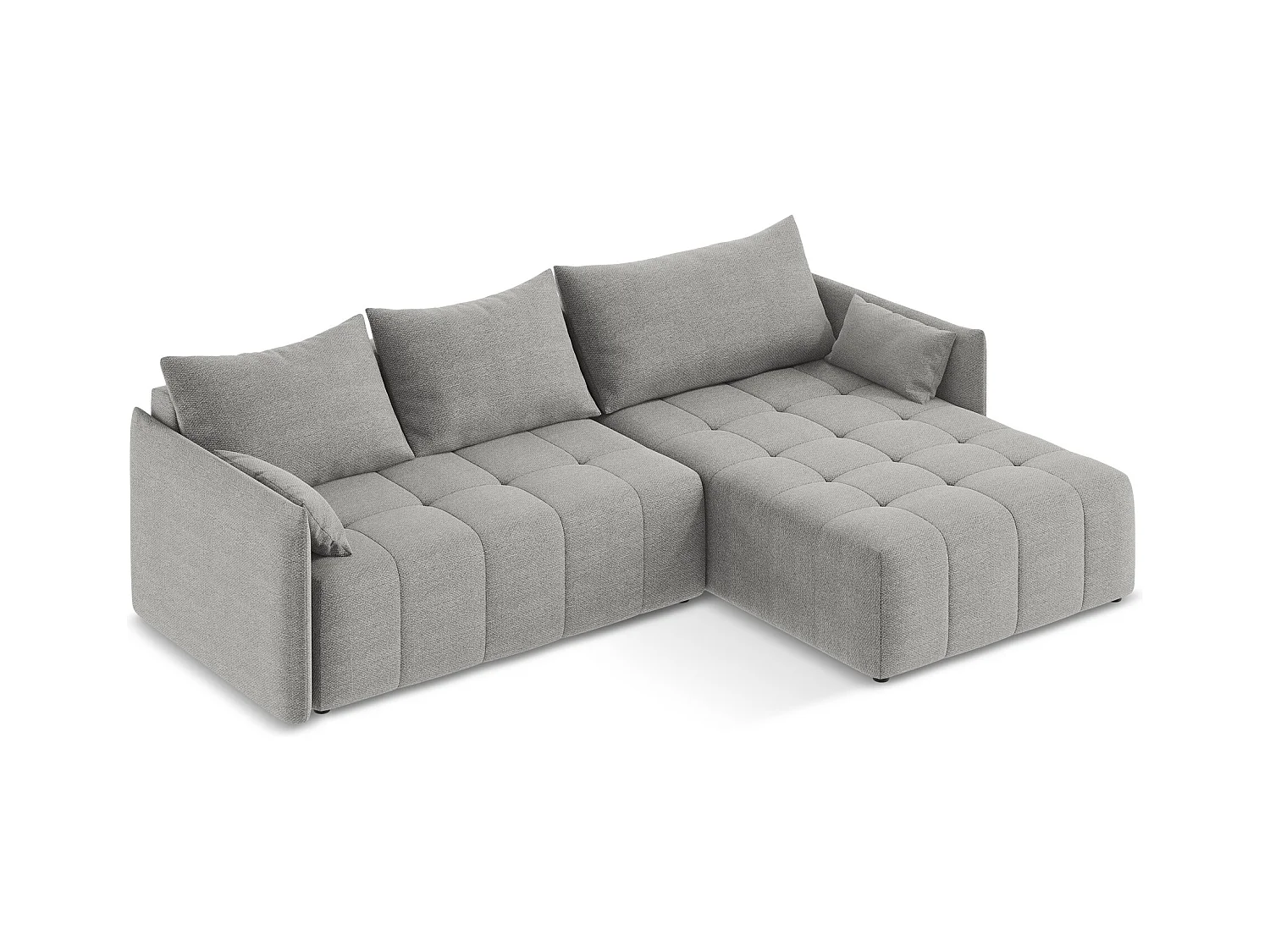 Ecksofa mit Schlaffunktion - Ecke Rechts - Bouclé - Hellgrau - MOKU