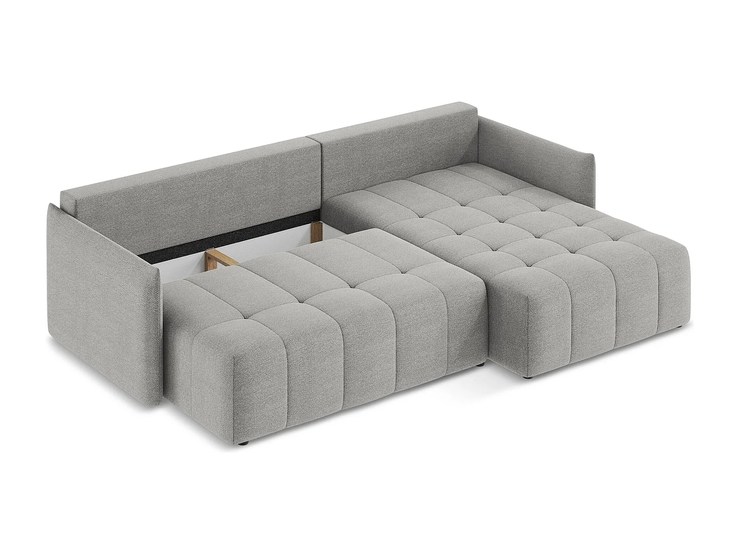 Ecksofa mit Schlaffunktion - Ecke Rechts - Bouclé - Hellgrau - MOKU