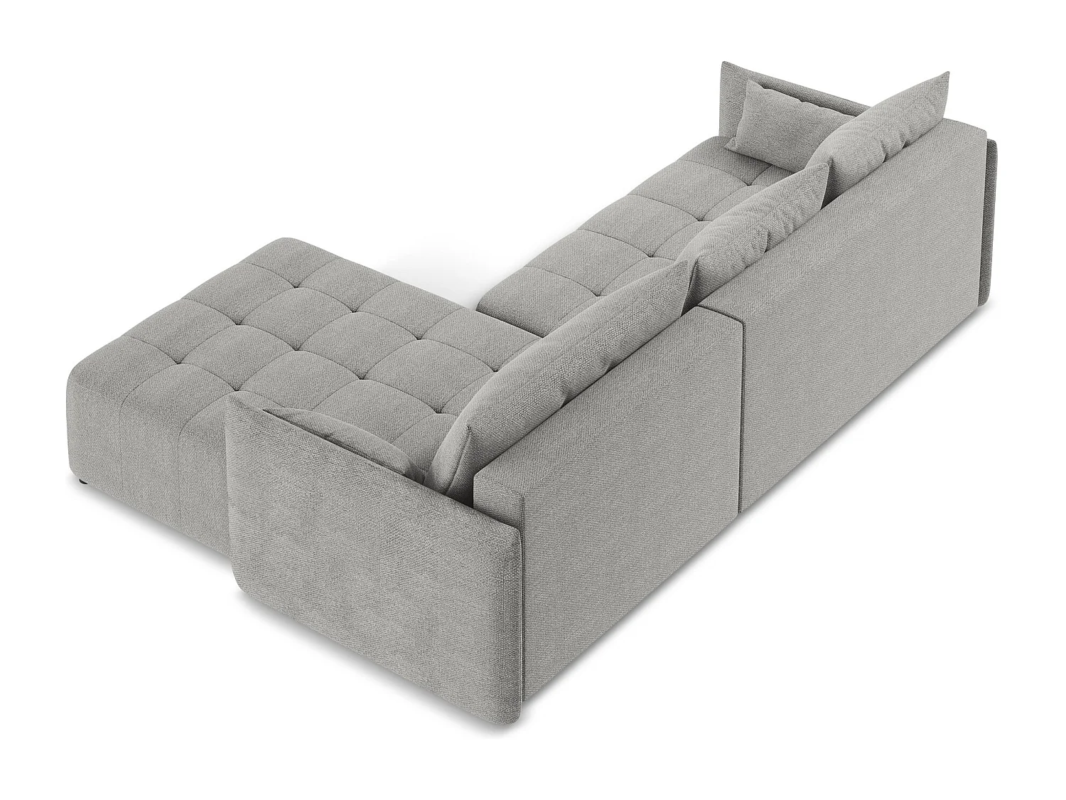 Ecksofa mit Schlaffunktion - Ecke Rechts - Bouclé - Hellgrau - MOKU
