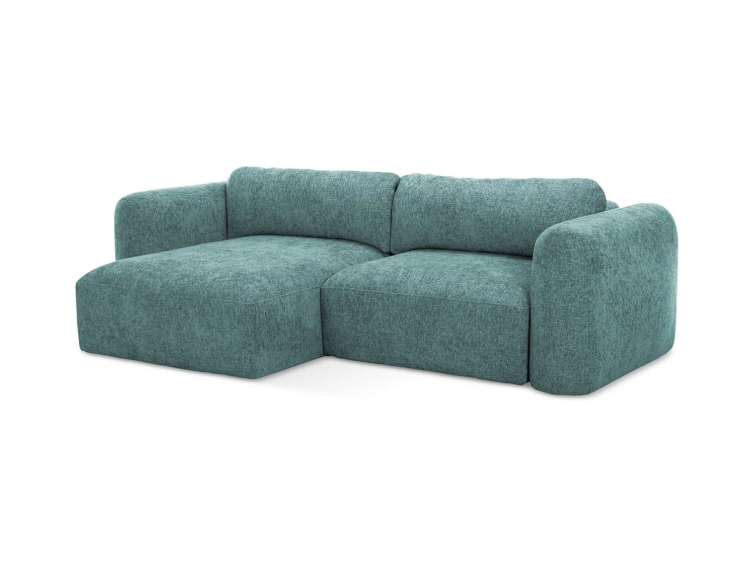 Canapé d’angle 3 places gauche convertible en tissu chenille - jeans - MELE