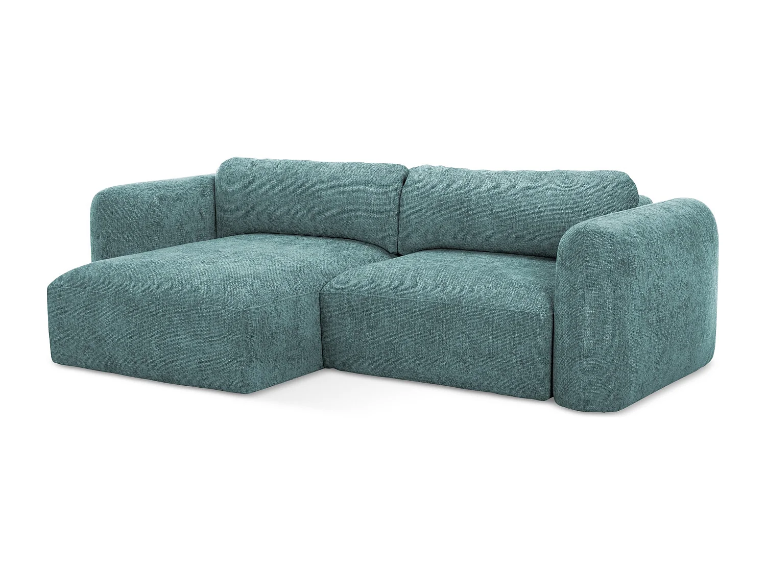 Canapé d’angle 3 places gauche convertible en tissu chenille - jeans - MELE