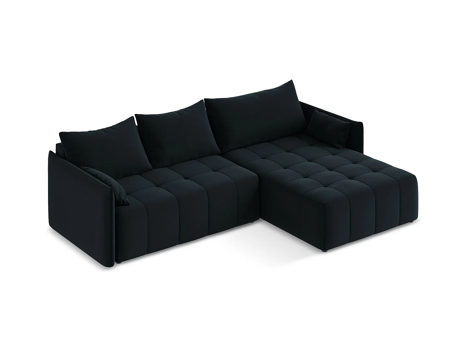 Canapé d'angle droit convertible en velours - bleu royal - MOKU
