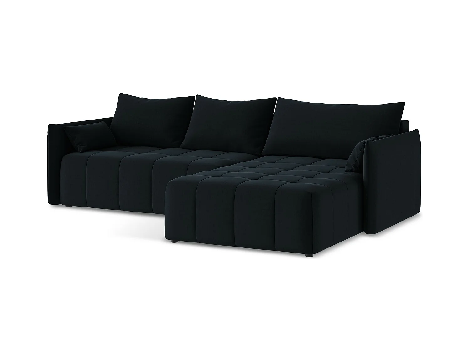Canapé d'angle droit convertible en velours - bleu royal - MOKU