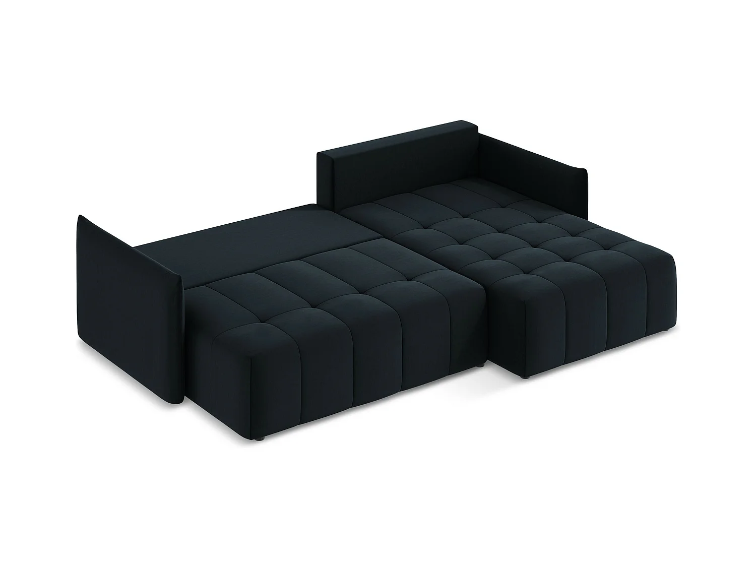 Canapé d'angle droit convertible en velours - bleu royal - MOKU