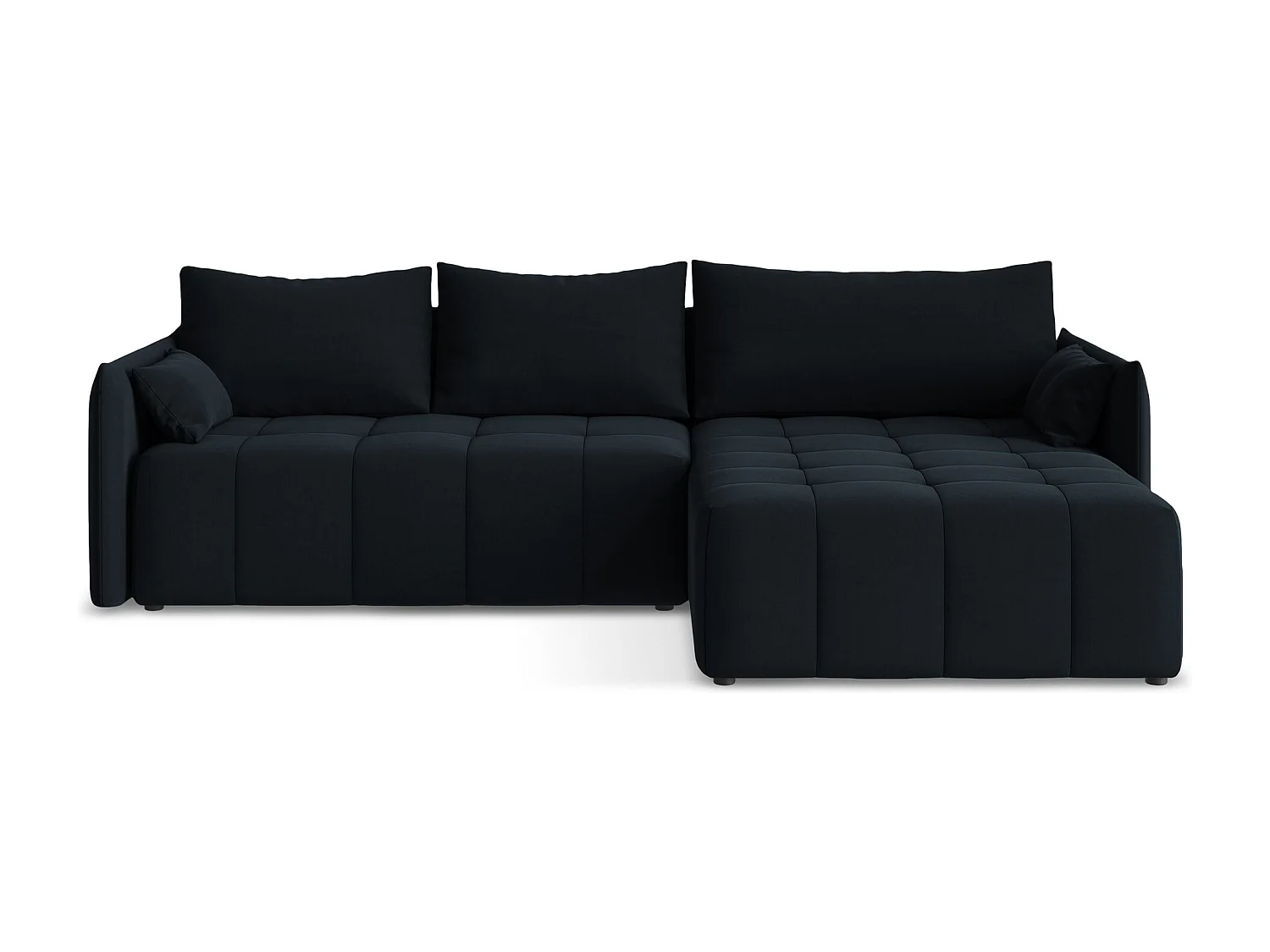 Canapé d'angle droit convertible en velours - bleu royal - MOKU