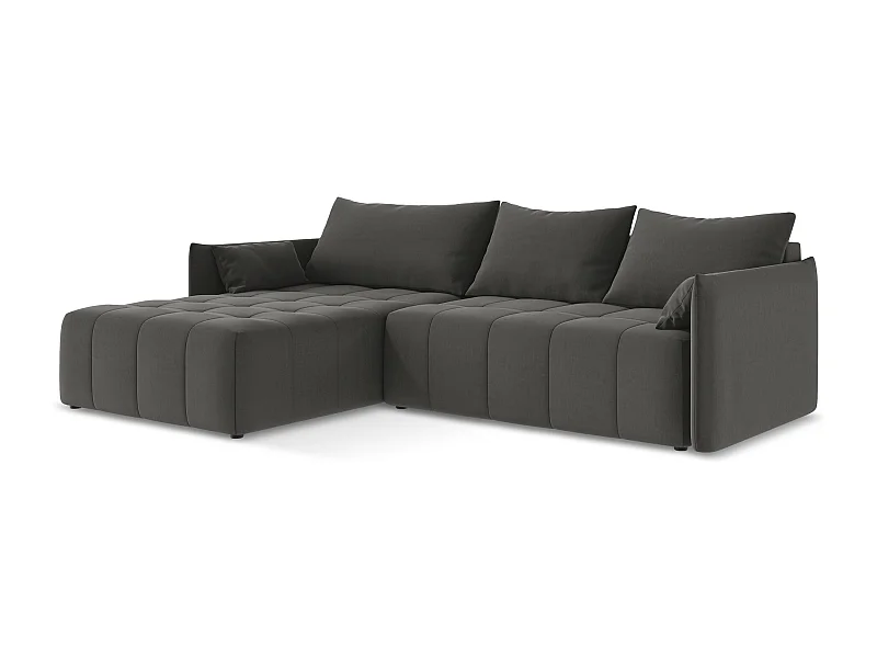 3-Sitzer Ecksofa mit Schlaffunktion - Ecke Links - Samt - Stahl - MOKU