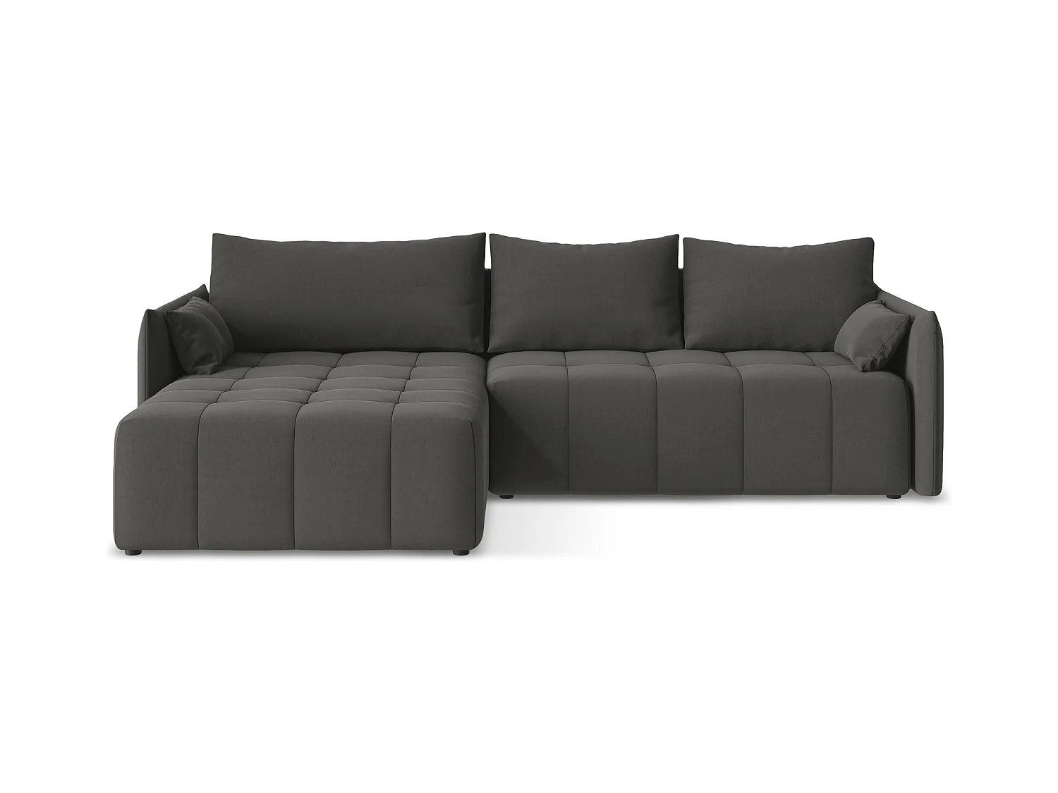 3-Sitzer Ecksofa mit Schlaffunktion - Ecke Links - Samt - Stahl - MOKU