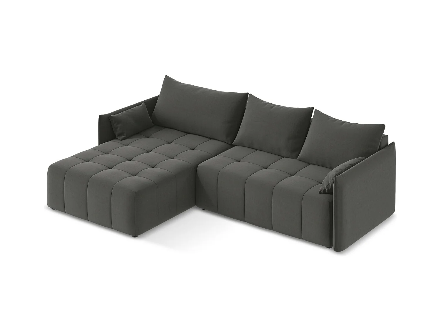 3-Sitzer Ecksofa mit Schlaffunktion - Ecke Links - Samt - Stahl - MOKU