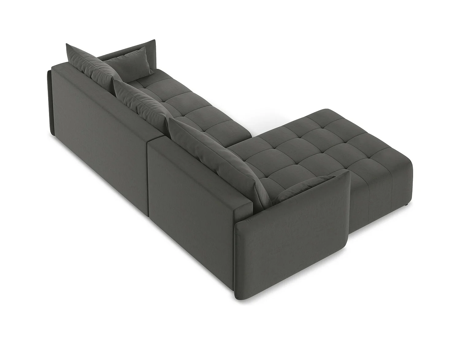 3-Sitzer Ecksofa mit Schlaffunktion - Ecke Links - Samt - Stahl - MOKU