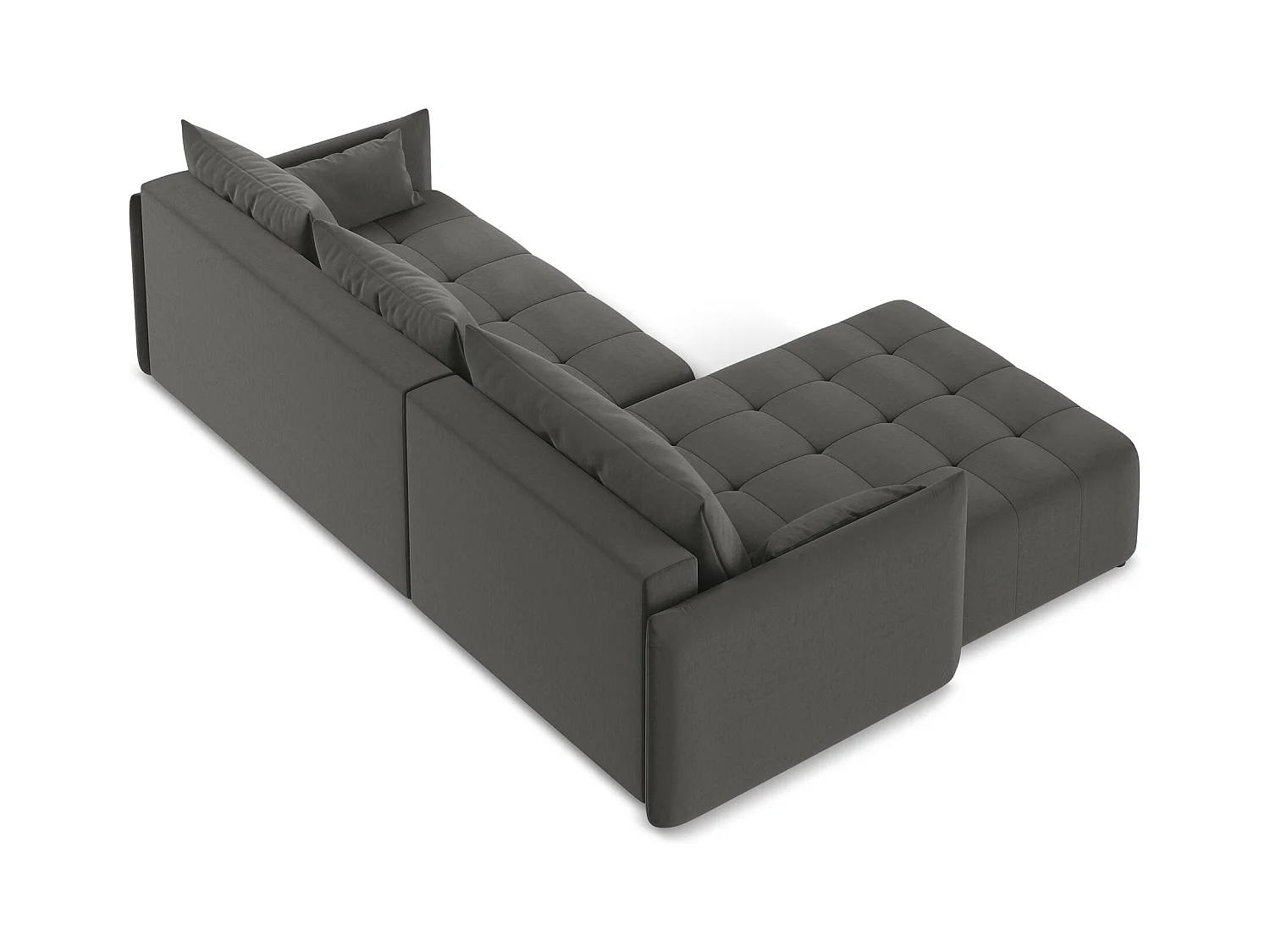 3-Sitzer Ecksofa mit Schlaffunktion - Ecke Links - Samt - Stahl - MOKU